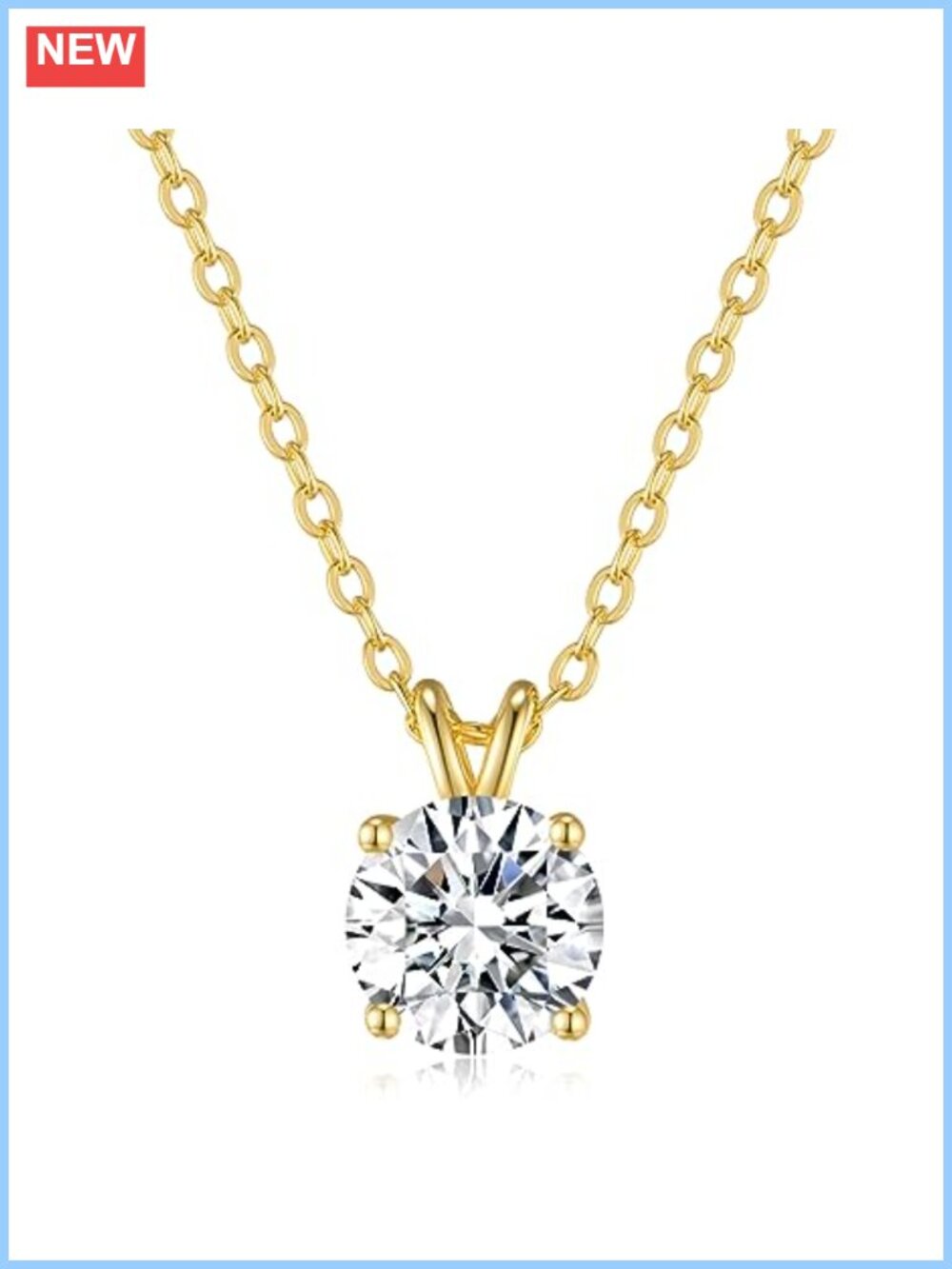 Moissanite Pendant Necklace Gold Plated Silver D Color